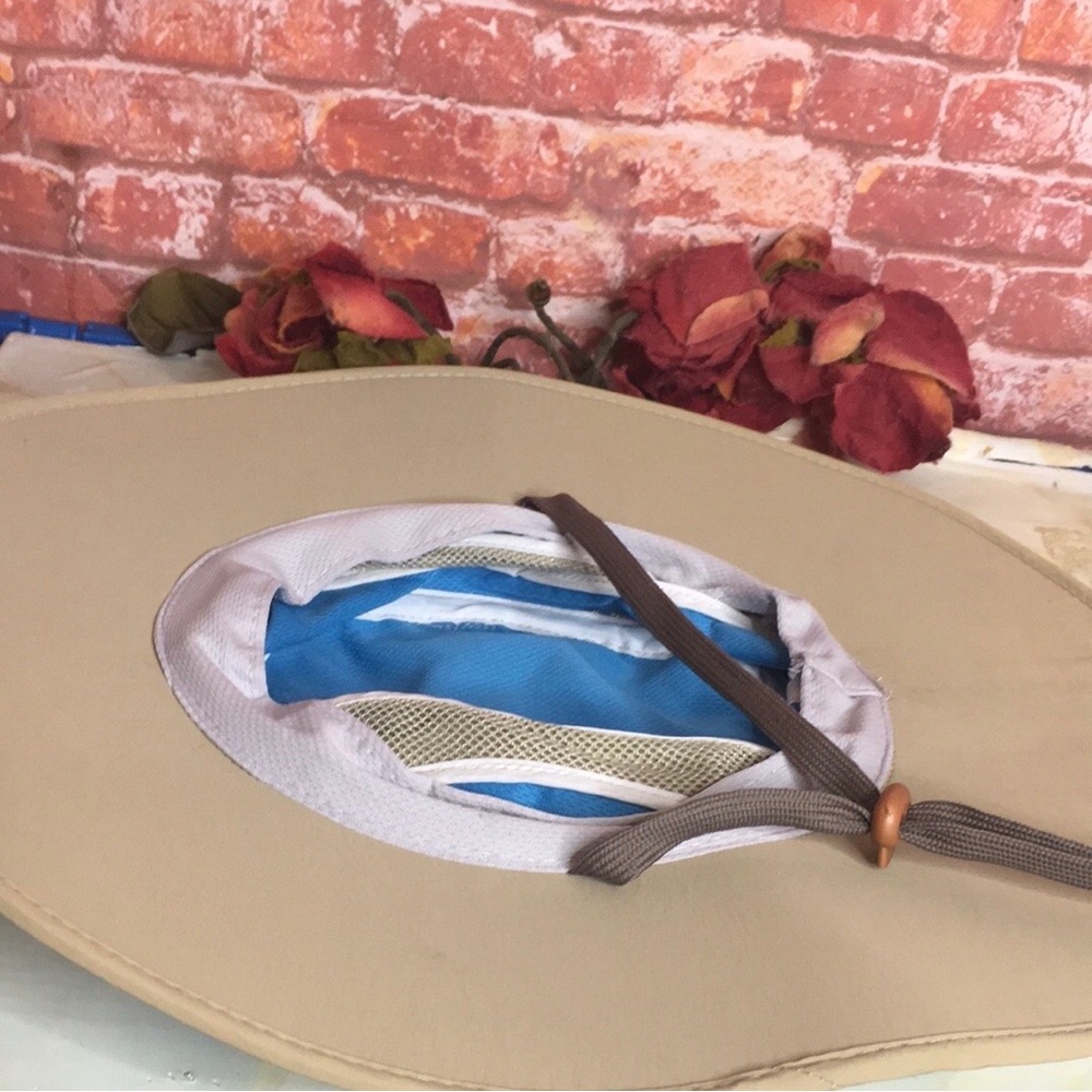 Khaki Wide Brimmed  Reflective Sunhat - Picture 9 of 9